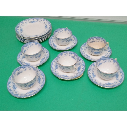 668 - A Vintage Alcertons Blue and White 6 place Tea Service with cups, saucers and side plates.