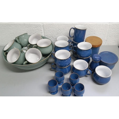 257 - Mixed Blue and Green Denby Crockery Items Including:-

Fruit Bowl, 13 Cups, 6 Saucers, 5 Egg Cups an... 