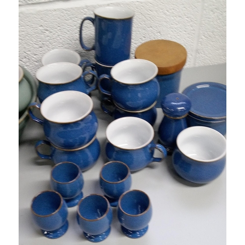 257 - Mixed Blue and Green Denby Crockery Items Including:-

Fruit Bowl, 13 Cups, 6 Saucers, 5 Egg Cups an... 