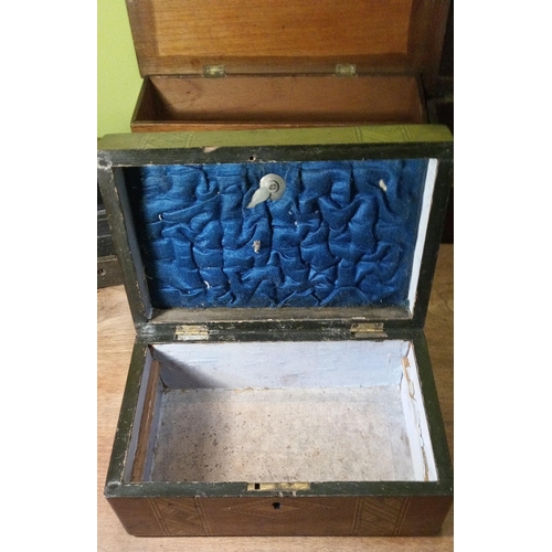 804 - 4 Antique and Vintage Wooden Boxes, 1 with Inlaid Detailing.