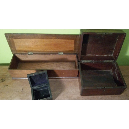 804 - 4 Antique and Vintage Wooden Boxes, 1 with Inlaid Detailing.