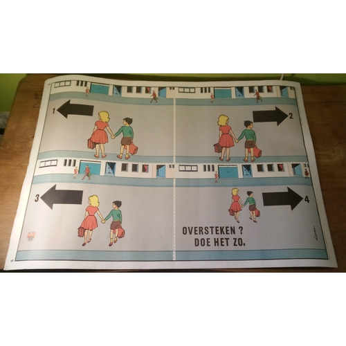 807 - 2 x Vintage Belgium Double Sided Road Safety Posters.