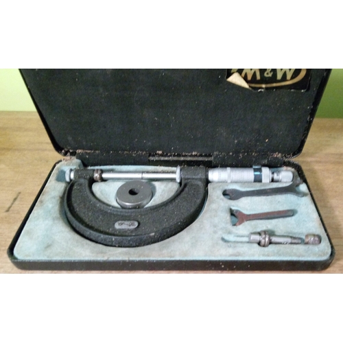 808 - A Vintage Moore and Wright Depth Gauge Micrometer in Plastic Case.