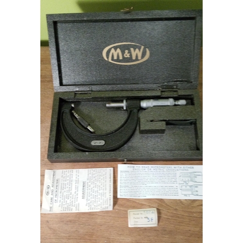 810 - A Vintage Moore and Wright Micrometer in Wooden Case.