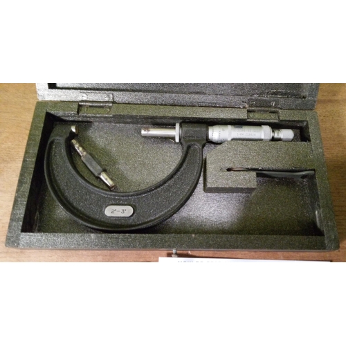 810 - A Vintage Moore and Wright Micrometer in Wooden Case.