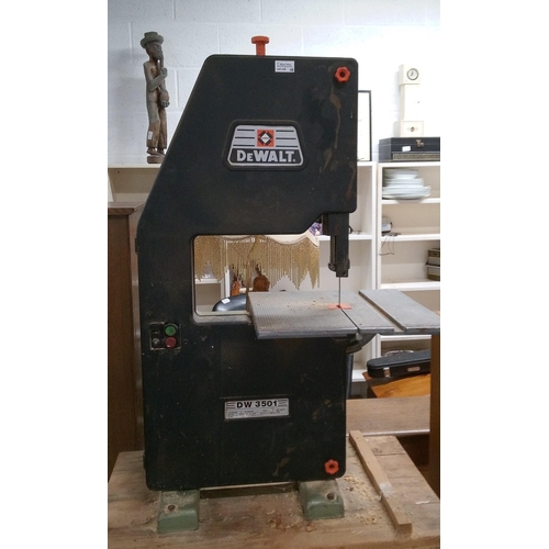 108 - A DeWalt DW3501 Table Top Bandsaw on Wooden Stand.