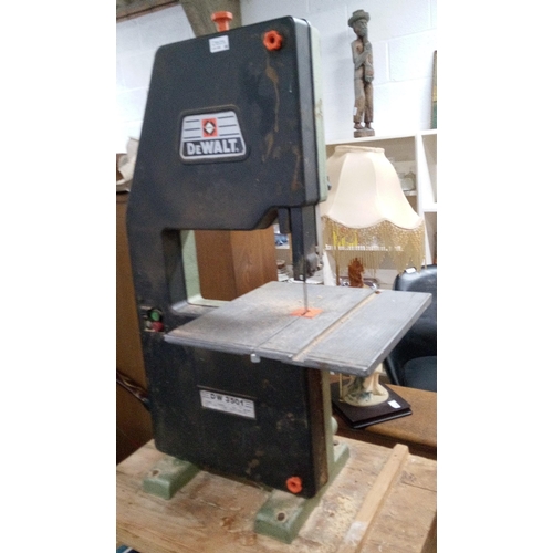 108 - A DeWalt DW3501 Table Top Bandsaw on Wooden Stand.