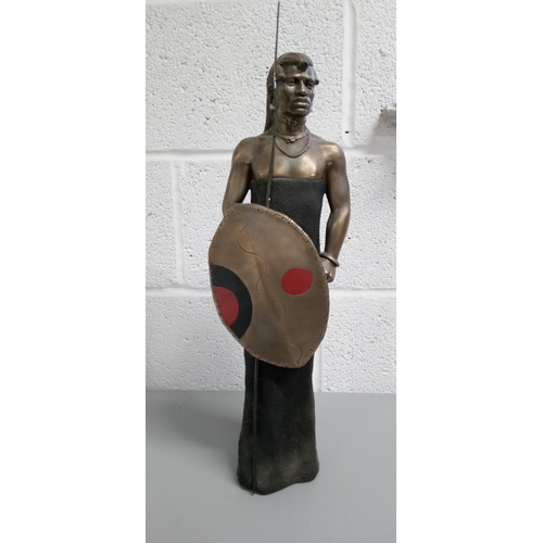 782 - A Soul Journey Maasi Warrior with Shield in Original Box. 53cm H.