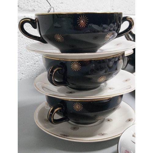 264 - Alfred Meakin Midnight Star Crockery including:- 6 Soup Bowls, 2 Serving Dishes, 3 Side Plates, 6 Sa... 