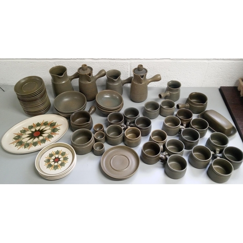 268 - A Selection of Denby Langley Green Crockery including:-
2 Coffee Pots, 2 Jugs, 1 Oval Platter, 4 Sid... 