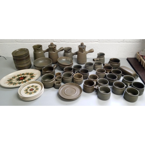 268 - A Selection of Denby Langley Green Crockery including:-
2 Coffee Pots, 2 Jugs, 1 Oval Platter, 4 Sid... 