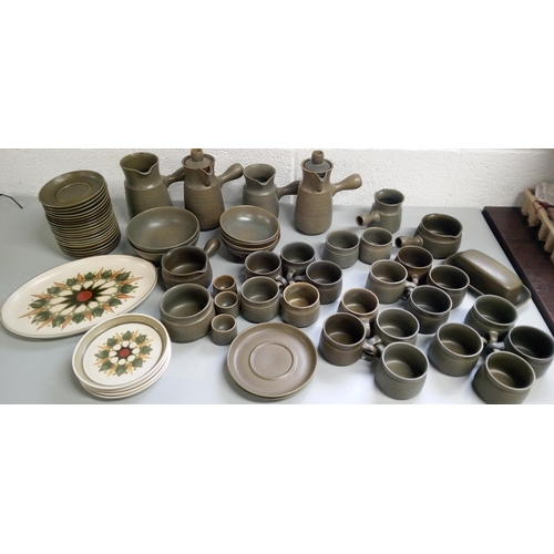 268 - A Selection of Denby Langley Green Crockery including:-
2 Coffee Pots, 2 Jugs, 1 Oval Platter, 4 Sid... 