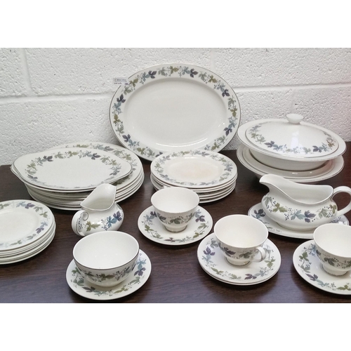 279 - A Part Royal Doulton Burgundy Dinner Service including:-
1 Large Oval Platter, 2 Cake Plates, 2 Lidd... 