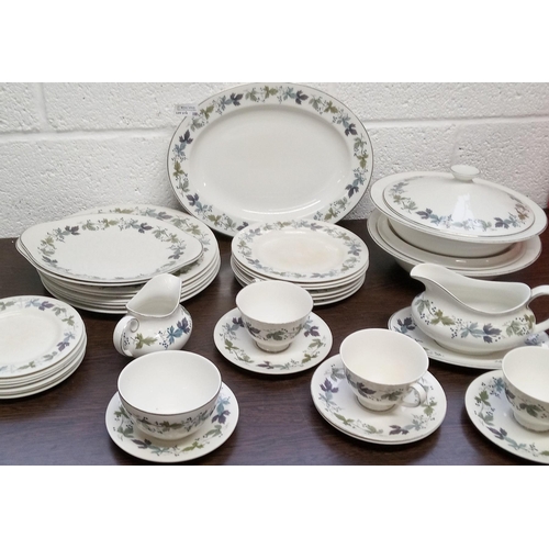 279 - A Part Royal Doulton Burgundy Dinner Service including:-
1 Large Oval Platter, 2 Cake Plates, 2 Lidd... 