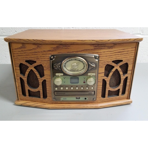 309 - Itek Retro Style Stereo, Tape, Radio, CD Player and Record Deck with Remote.