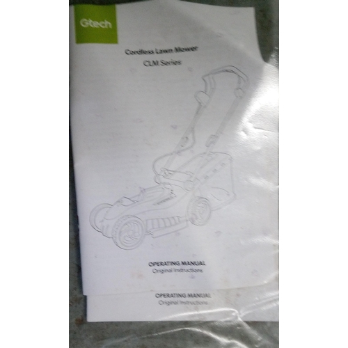 125 - A G-Tech CLM Cordless Lawn Mower with Charger, Battery and Instructions.