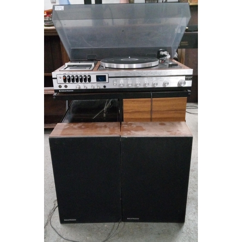 319 - National Panasonic Music Centre with Speakers Cables and Stand. Model No SG-20702.