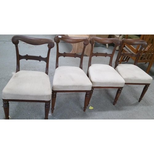 726 - 4 Antique Dining Chairs with Carved Detailing.