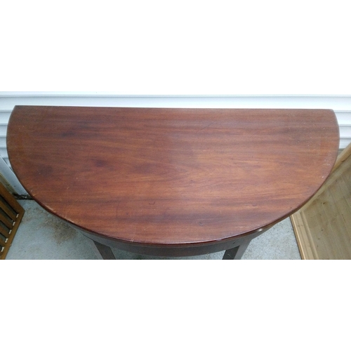 728 - An Antique Mahogany Demi Lume Console Hall Table. 73cm H x 121cm W x 56cm D.