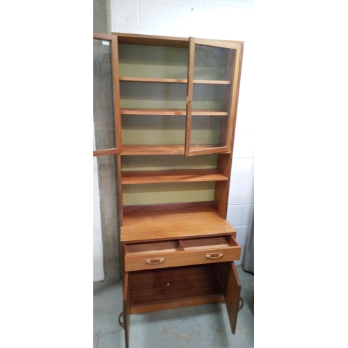 719 - A G Plan Book/Display Cabinet with 2 Drawers and a Cupboard Underneath. With Key. 199cm H x 84cm W x... 