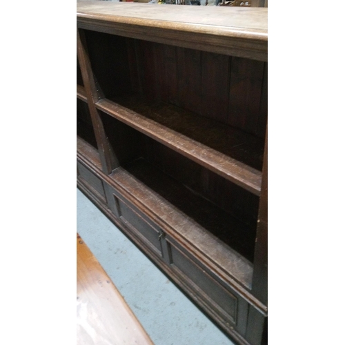 733 - A Large Antique Bookcase with Lower Cupboards in 2 parts. 128 x 215 x 32cm.