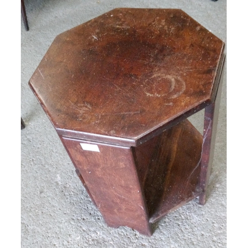 742 - A Hexagonal Side Table with Lower Shelf in need of attention to finish.