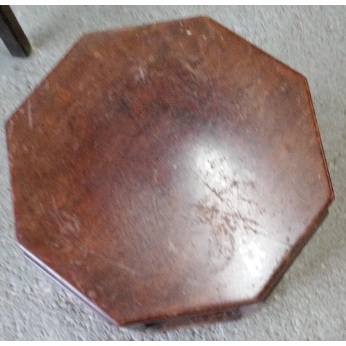 742 - A Hexagonal Side Table with Lower Shelf in need of attention to finish.