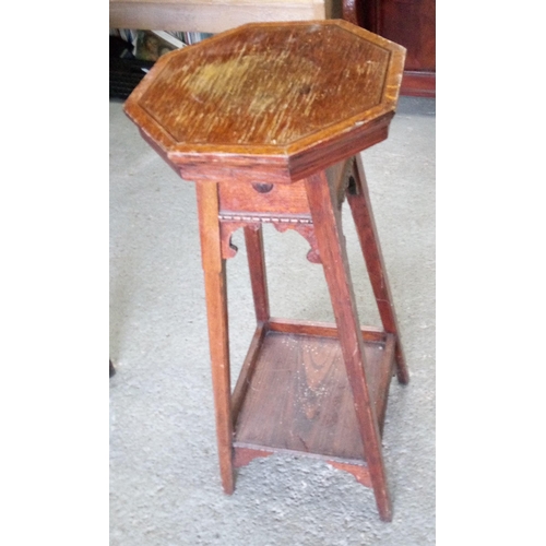 744 - A Hexagonal Topped Jardinere with Lower Shelf. 82cm H x 34cm W x 34cm D.