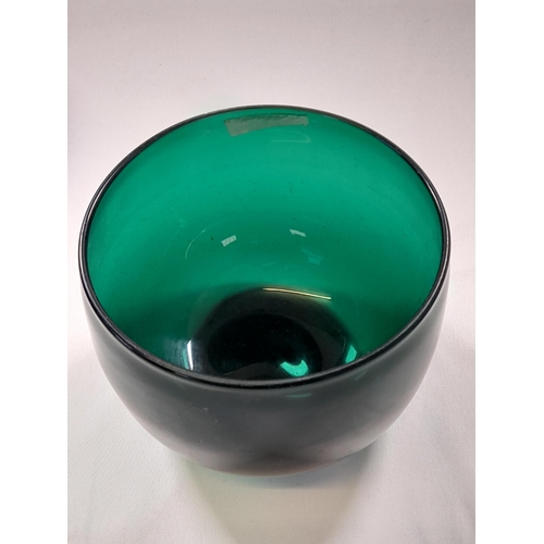 71 - A LARGE GROUP OF VINTAGE GLASS BOWLS, including emerald glass, amethyst glass and blue glass example... 