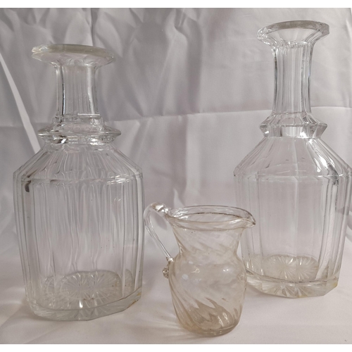 73 - A LARGE QUANTITY OF VINTAGE STEMMED GLASSES, DECANTERS AND ORNAMENTAL GLASS, the lot includes a gin ... 