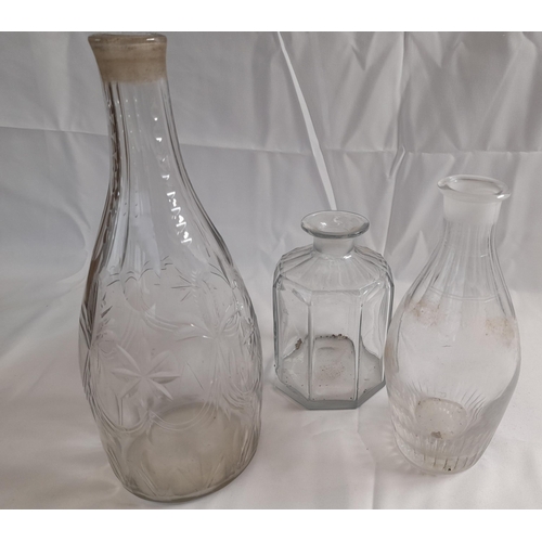 73 - A LARGE QUANTITY OF VINTAGE STEMMED GLASSES, DECANTERS AND ORNAMENTAL GLASS, the lot includes a gin ... 