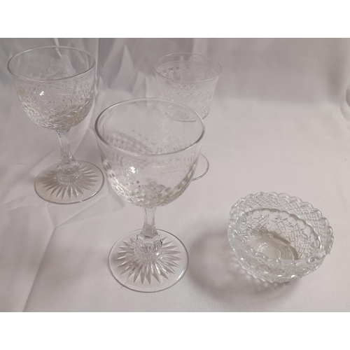 73 - A LARGE QUANTITY OF VINTAGE STEMMED GLASSES, DECANTERS AND ORNAMENTAL GLASS, the lot includes a gin ... 