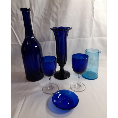 74 - A GROUP OF 19TH & 20TH CENTURY GLASS WARES, including a Mary Gregory jug with repair to handle, gilt... 