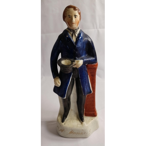 83 - A 19TH CENTURY STAFFORDSHIRE FIGURE OF FREDERICK GEORGE MANNING, a notorious 19th century murderer, ... 