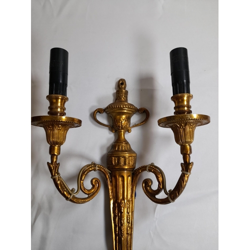 90 - THREE PAIRS OF 20TH CENTURY NEO CLASSICAL STYLE TWIN BRANCH WALL LIGHTS, by Christopher Hyde, the ta... 