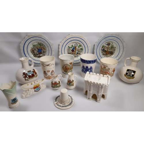 94 - A GROUP OF 19TH/ 20TH CENTURY CHINA WARES, the lot includes three Staffordshire moulded edge Robinso... 