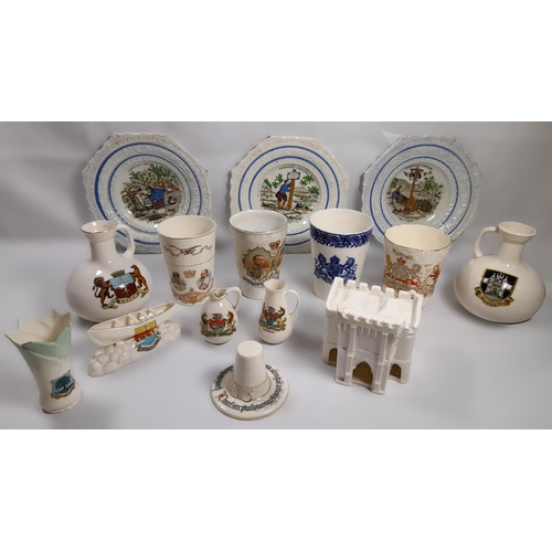 94 - A GROUP OF 19TH/ 20TH CENTURY CHINA WARES, the lot includes three Staffordshire moulded edge Robinso... 