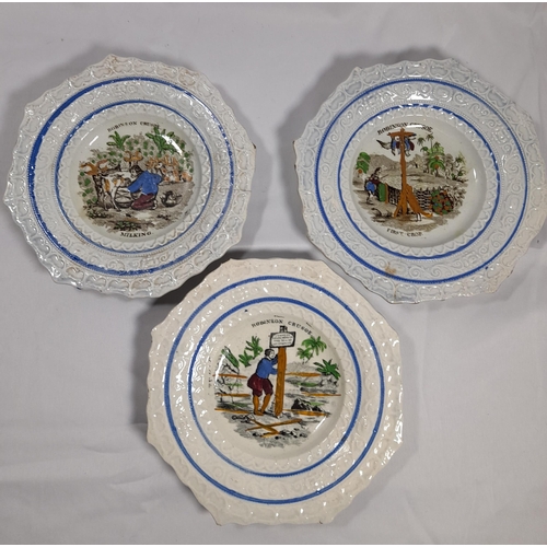 94 - A GROUP OF 19TH/ 20TH CENTURY CHINA WARES, the lot includes three Staffordshire moulded edge Robinso... 