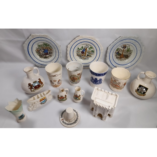 94 - A GROUP OF 19TH/ 20TH CENTURY CHINA WARES, the lot includes three Staffordshire moulded edge Robinso... 