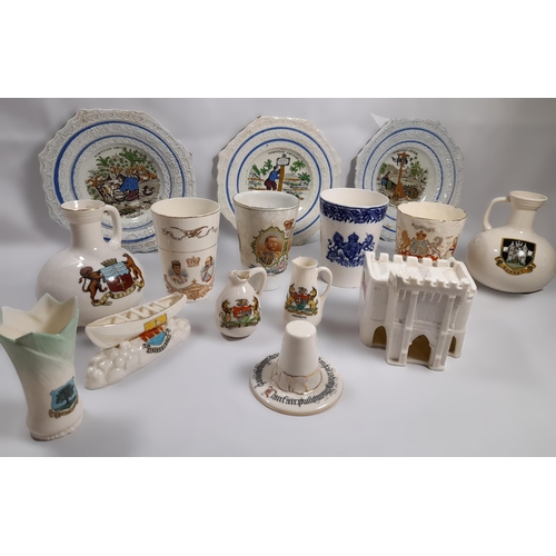 94 - A GROUP OF 19TH/ 20TH CENTURY CHINA WARES, the lot includes three Staffordshire moulded edge Robinso... 