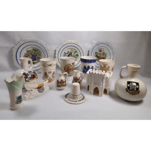 94 - A GROUP OF 19TH/ 20TH CENTURY CHINA WARES, the lot includes three Staffordshire moulded edge Robinso... 