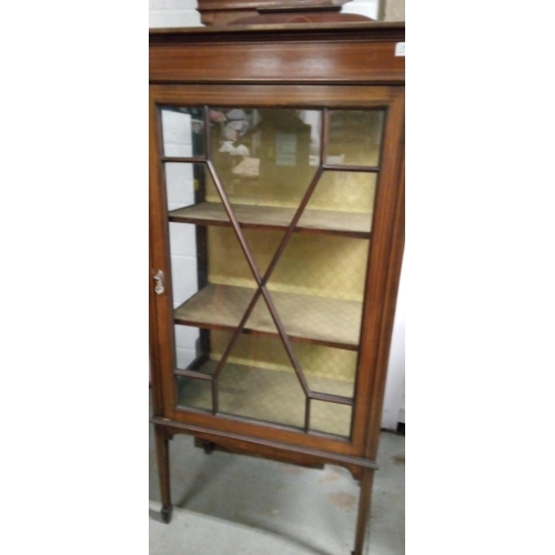 747 - An Antique Mahogany Display Cabinet with Inlaid Detailing. All Glass Intact. 150cm H x 67cmm W x 35c... 