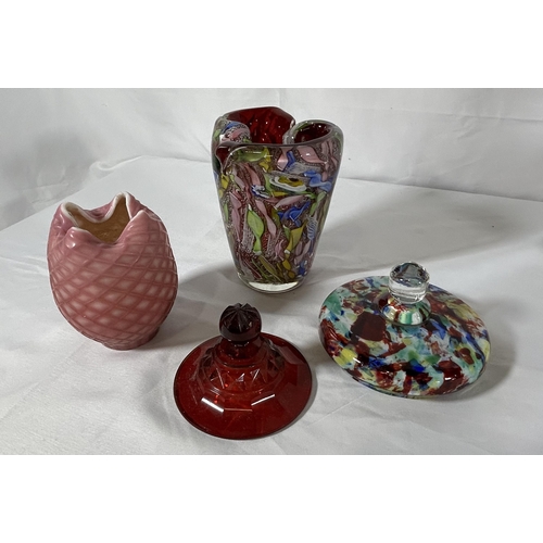 125 - A LARGE QUANTITY OF 19TH / 20TH CENTURY GLASS WARES, the lot including a glass lustre,  various deca... 