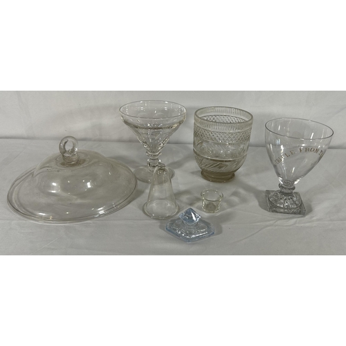 125 - A LARGE QUANTITY OF 19TH / 20TH CENTURY GLASS WARES, the lot including a glass lustre,  various deca... 