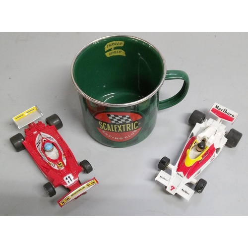 1214 - Scaletrix Set, Track, Cars and Mug.