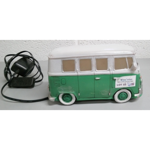 32 - A Selection of VW Pictures and VW Camper Lamp.