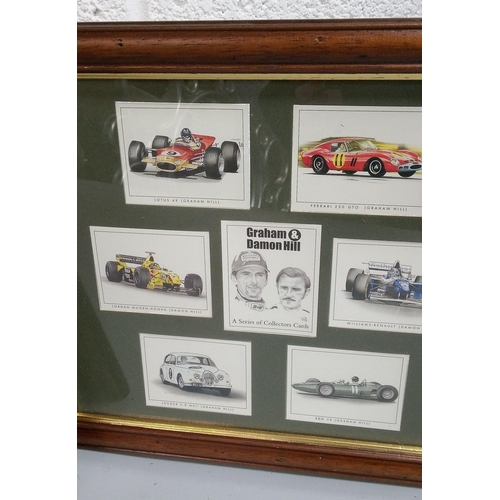 36 - A Set of Framed Golden Era Cards including VW Beetles/Transporters and Graham and Damon Hill Set.