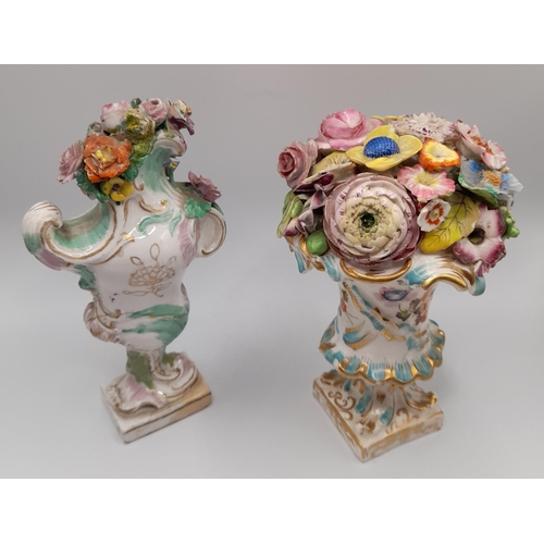 134 - A PAIR OF VEUVE PERRIN FAIENCE CORINTHIAN CANDLESTICKS AND A GROUP OF OTHER FAIENCE AND CREAM WARE C... 