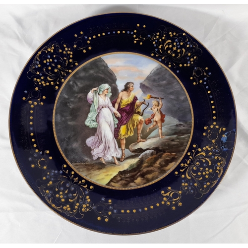 137 - A ROYAL VIENNA PORCELAIN CHARGER, the central reserve painted with a classical scene depicting Orphe... 