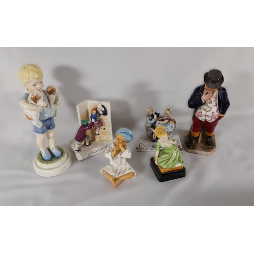 147 - A GROUP OF FOUR VARIOUS ROYAL WORCESTER FIGURINES, including 'Coquette' modelled by Phoebe Stabler a... 